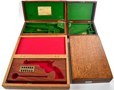 Lot 377 - A 19th Century Mahogany Pistol Case, with green baize lined fitted interior and label to Army &...