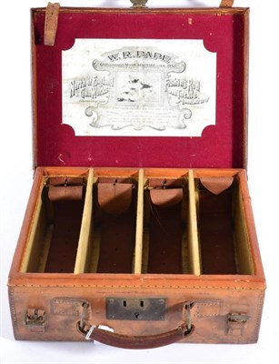 Lot 382 - An Early 20th Century Brown Leather-Covered Cartridge Case, the lid initialled, ''S.N.F.'', the lid