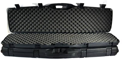 Lot 385 - Two Plano Protector Series Black Hard Plastic Gun Cases, Model 1502, each with four clip fastenings