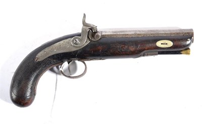 Lot 395 - A 19th Century Percussion Greatcoat Pistol, the 15.5cm octagonal steel barrel with Birmingham proof