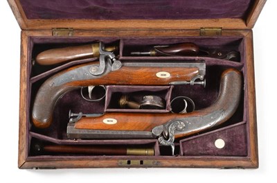 Lot 405 - A Pair of 19th Century Percussion Travelling Pistols by Thomas Hewson, London, 16 bore, each...