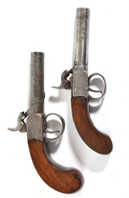 Lot 422 - A 19th Century Percussion Pocket Pistol, with 6.4cm turn-off barrel, dolphin hammer, foliate...