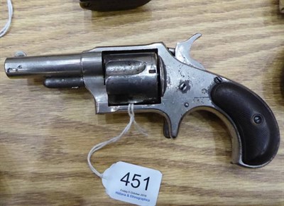 Lot 451 - A Remington New Model No.4 .38 Rimfire Five Shot Revolver, with nickel plated finish, the 6.2cm...