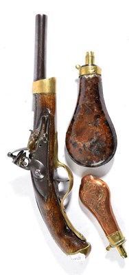 Lot 459 - An Early 19th Century French Cavalry Flintlock Pistol, the 23 cm steel barrel with brass barrel...