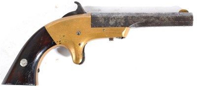 Lot 467 - A Morgan & Clapp .30 Rimfire Derringer, the 8.8cm octagonal barrel with brass blade foresight,...