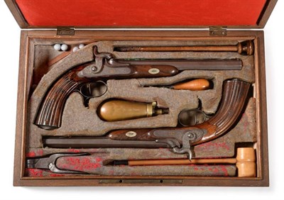 Lot 475 - A Pair of 19th Century Belgian .45 Calibre Percussion Duelling Pistols by Roux & Higny, each...