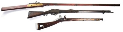 Lot 546 - A Late 19th Century Nepalese Martini Action Rifle, .450/577, the 84.5cm with hinged ladder rear...