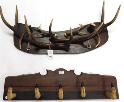 Lot 2207 - Antler Furniture: An Antler Mounted Coat/Hat Rack, constructed with various antlers, attached...