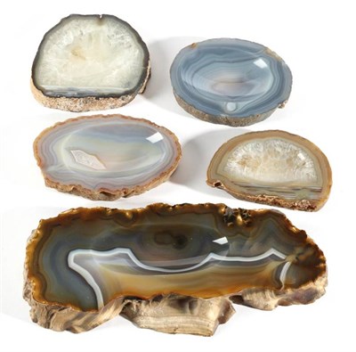 Lot 2259 - Minerals: A Collection of Agate Minerals, including twenty four polished Agate slices of...