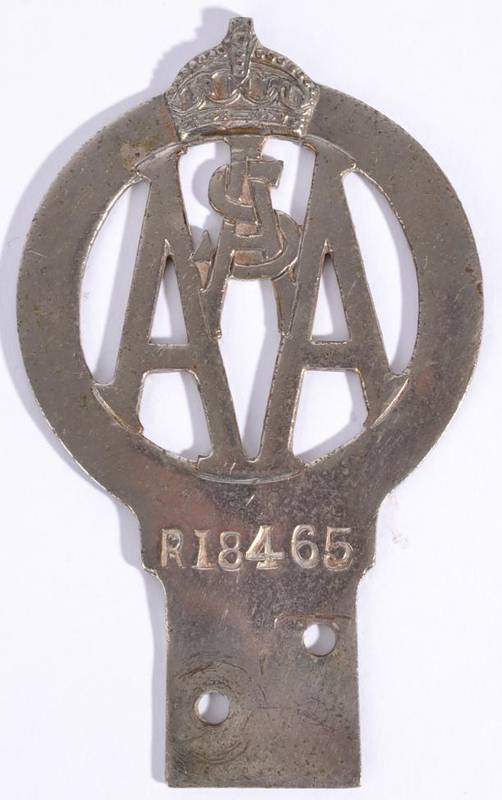 Lot 1001 - A Rare Nickel Plated on Brass Royal Automobile Association of Southern Australia Car Badge,...