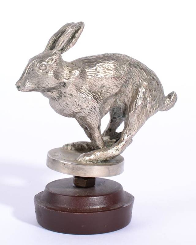 Lot 1002 - An (Ael) Lejeune Nickel Plate Radiator Mascot, in the form of a running hare, circa 1920s, standing