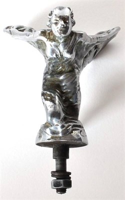 Lot 1007 - A Rolls-Royce Kneeling Lady Chrome Plated Car Mascot, signed C Sykes and dated 26.1.34, with...
