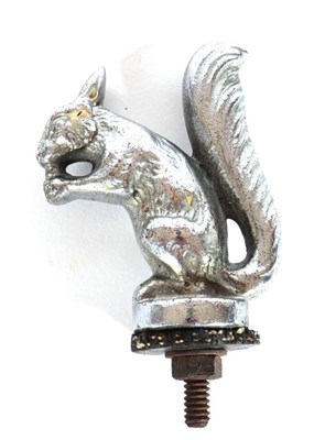 Lot 1045 - A 1920/30s Chrome Car Mascot, in the form of a squirrel, with threaded nut and bolt, 5.5cm high