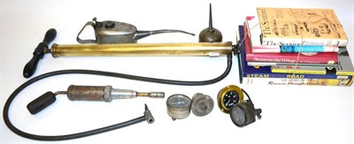Lot 1059 - A Collection of Car Auto Jumble, to include a vintage brass Dunlop tyre foot pump with ebonised...