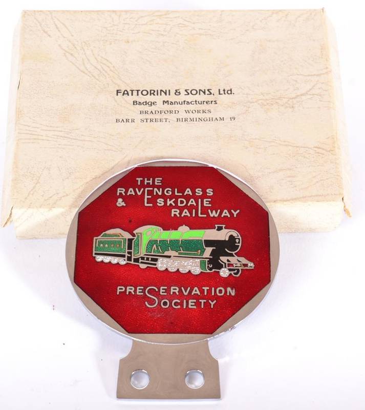 Lot 1066 - A Polished Chrome and Enamel Car Badge, The Ravenglass and Eskdale Railway Preservation...