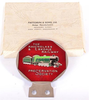 Lot 1066 - A Polished Chrome and Enamel Car Badge, The Ravenglass and Eskdale Railway Preservation...