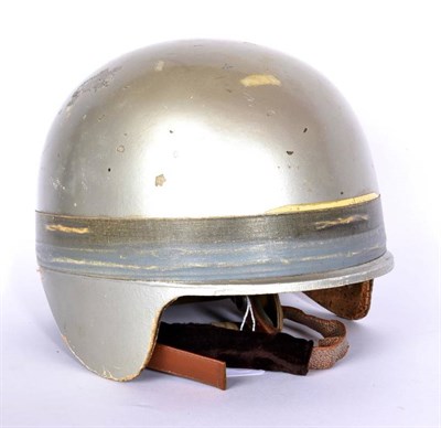 Lot 1068 - An Original Les Leston 1950s Race Helmet, original silver finish over fibreglass shell with...