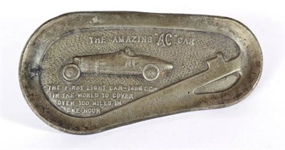 Lot 1070 - A Scarce November 24th 1922 Circuit Shaped Metal Cast Ashtray, The Amazing AC Car, the first...