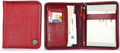 Lot 1075 - Dick Jacobs Interest: An English Zip Operated Crimson Leather Stationery and Writing Case, from...