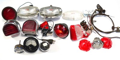 Lot 1077 - A Collection of Auto Jumble, comprising assorted fog lights, warning lights, car mirror and...