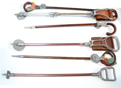 Lot 1083 - Six Assorted Folding Shooting Sticks, comprising a William Mills Ltd, Birmingham, Crook Deluxe...