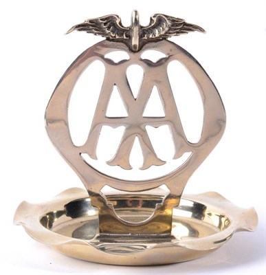 Lot 1095 - A Chromed AA Badge Ashtray, with winged emblem above a pierced base, mounted on a scalloped...