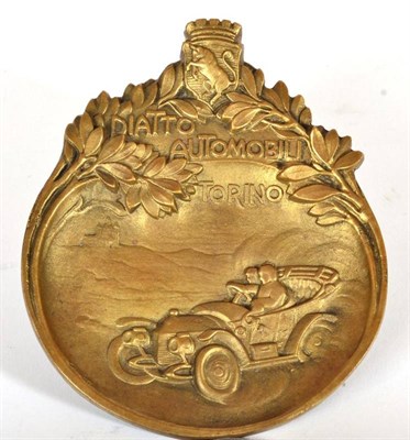 Lot 1110 - Diatto Automobili Torino (Bugatti): A Brass Cast Ashtray, of circular form decorated with...