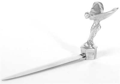Lot 1126 - A 1970s Rolls-Royce Stainless Steel Showroom Letter Opener, with Spirt of Ecstasy handle, 7cm long