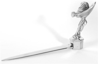 Lot 1131 - A 1970s Rolls-Royce Stainless Steel Showroom Letter Opener, with Spirt of Ecstasy handle, 8cm long