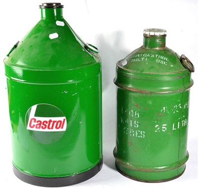Lot 1138 - A Castrol Motor Oil Can, repainted green, with carrying handles, 65cm high; and A Castrol Green...