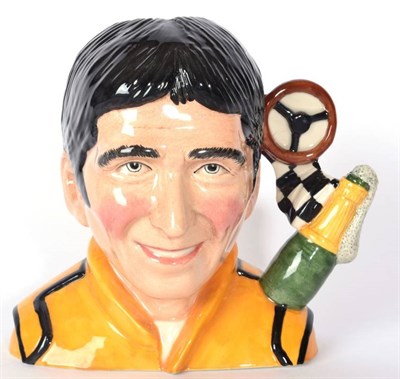Lot 1143 - A Carltonware Porcelain Colour Trial Toby Jug, in the form of a racing driver wearing a yellow race