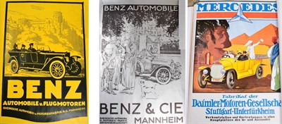 Lot 1146 - Six Car Advertising Posters, probably 1970/80s, each depicting 1920s Mercedes-Benz models