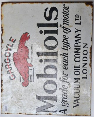 Lot 1165 - A Double-Sided Enamel Advertising Sign, Gargoyle Registered Trade Mark Mobil Oils A Grade for...
