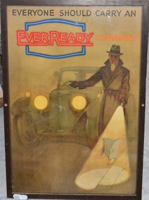 Lot 1166 - A 1920/30s Advertising Poster, Everyone Should Carrying an Ever Ready Spotlight, printed on...