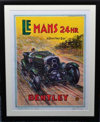 Lot 1192 - After Phil May  ''1930 A Bentley Boy Le Mans Team Car'' Signed,  giclee poster print on canvas,...