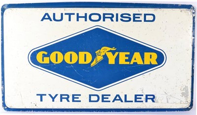 Lot 1197 - A GOODYEAR Single-Sided Aluminium Adverting Sign: AUTHORISED TYRE DEALER, with assorted drill...