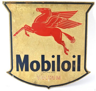 Lot 1199 - A Single-Sided Metal Advertising Sign, of cartouche shape with a red Pegasus above MOBIL OIL...