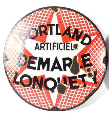 Lot 1201 - A Rare Single Sided Circular Enamel Advertising Sign: PORTLAND ARTIFICIEL DENMARK LONQUETY,...