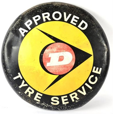 Lot 1205 - A Vintage DUNLOP Single-Sided Circular Metal Advertising Sign, the Dunlop arrow on a yellow ground