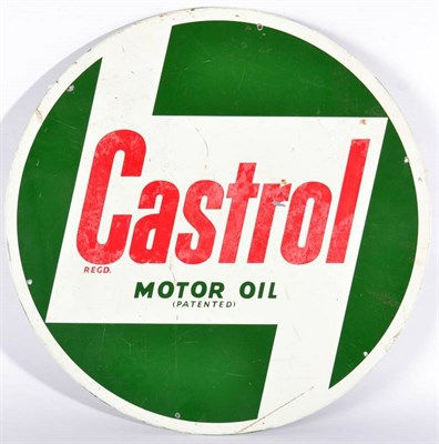 Lot 1207 - A Castrol Single-Sided Circular Metal Advertising Sign: CASTROL MOTOR OIL (Patented), with six...