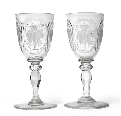 Lot 4 - A Pair of Imperial Russian Wine Glasses, mid 19th century, from the service made for Grand Duke...