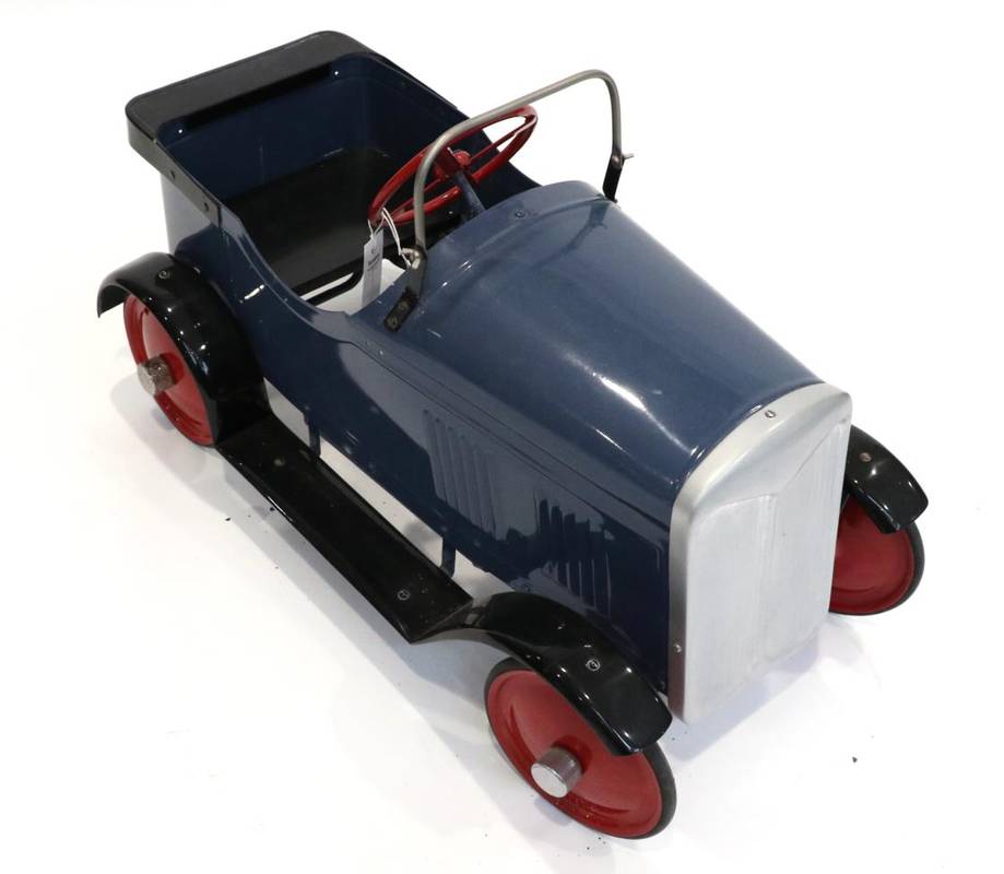Lot 1224 - A Vintage 1930/40's Open Tourer Style Pedal Car, restored to a very high standard, painted blue...