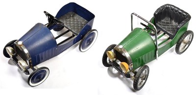 Lot 1225 - A Green Painted Metal Pedal Car, in the form of a 1930s motor vehicle, with a moulded plastic seat