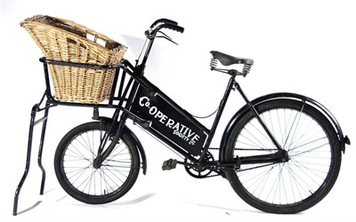 Lot 1246 - A Vintage CWS Co-op Society Delivery Bike, with repainted black frame and Dunlop sprung seat,...