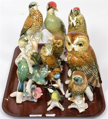 Lot 1 - A quantity of Karl Ens birds including owls, woodpecker, blue tits etc
