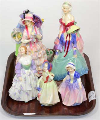 Lot 2 - Seven Royal Doulton figures; Helen HN1509, Veronica HN1517, Pantalettes HN1362, Spring Flowers...