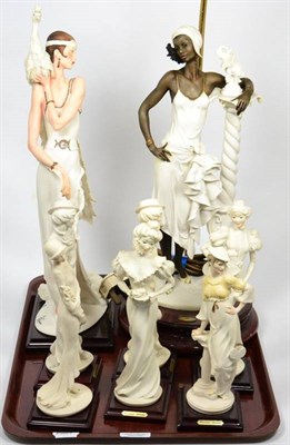 Lot 20 - Seven Guiseppe Armani Florence figures and a table lamp