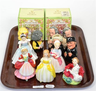 Lot 23 - Four Royal Doulton candle snuffers - Miss Stulous, Betty Bitter and two Dr Pulse; two Royal Doulton