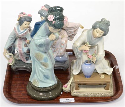 Lot 24 - Four Lladro china Japanese figures