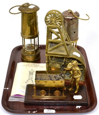 Lot 27 - Two miners lamps, E Thomas & Williams and Ferndale Coal Colliery; together with two miners...